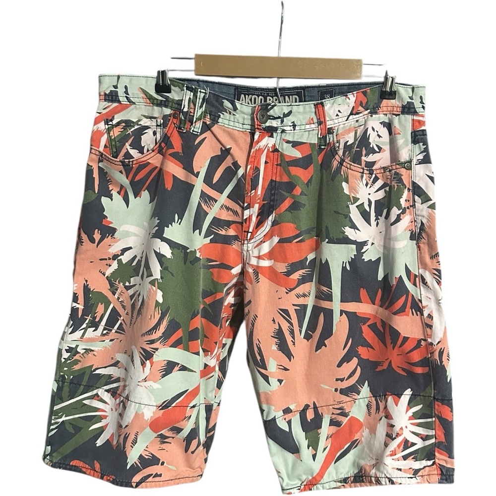 Akoo Tropical Print Shorts Mens Orange Size 38